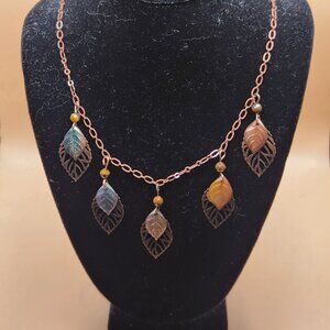 Acrylic and Copper Leaf Necklace
